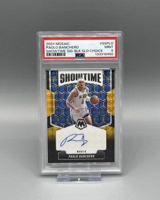 Paolo Banchero 2024 Panini Mosaic Showtime Auto Black Gold /8 PSA 9 Magic