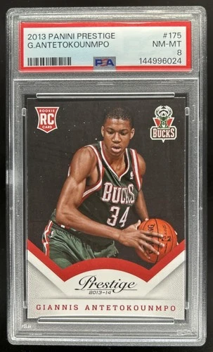 2013-14 Panini Prestige Giannis Antetokounmpo RC Rookie #175 Bucks PSA 8