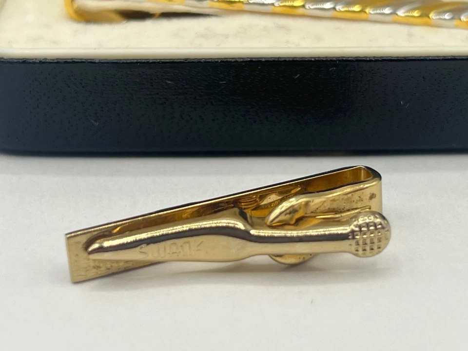 Винтажный Pierre Cardin золотой тонированный галстук зажим (2») и Swank золотой тонированный галстук зажим (1,25») - Изображение 4 из 4