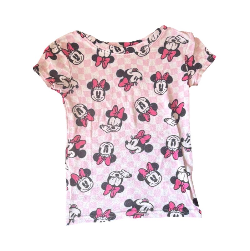 Disney Minnie Mouse Pink Graphic Print Crew Neck Short Sleeve Girls Tee Size 6