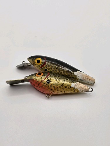 Vintage Crankbait Fishing Lure Metal Bill Balsa Wooden Unknown Maker Very Nice - Picture 9 of 10