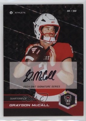 2024 Onit Athlete North Carolina State Wolfpack 88/100 Grayson McCall Auto 1m1a