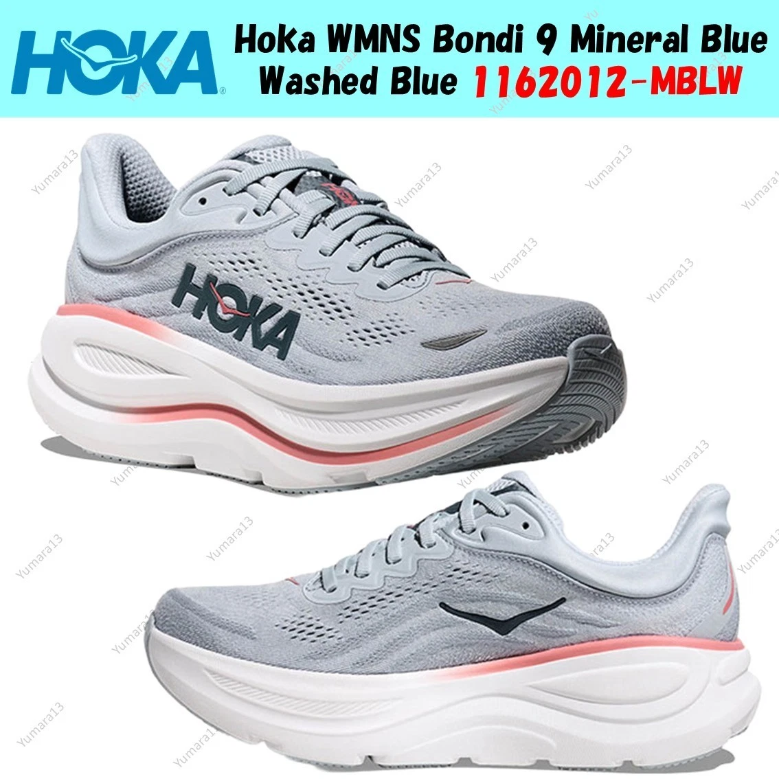 Hoka One One Bondi 5 Blue Athletic Shoes for Women for sale  display picture 2