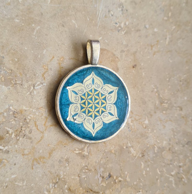 Anhänger Blume des Lebens Sacred Geometry Stern Amulett Flower of Life Boho