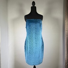 Leith Dress Womens Large Blue Leopard Pint Velour Short