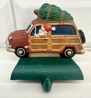 VTG Eddie Bauer Cast Iron Stocking Holder Christmas Santa Wagon Tree