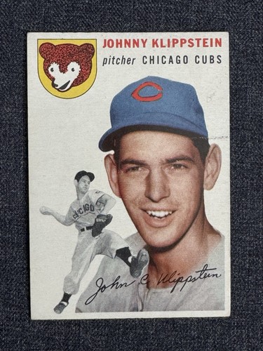1954 TOPPS BASEBALL CARD #31 JOHNNY KLIPPSTEIN CHICAGO CUBS EXMT - Foto 1 di 2