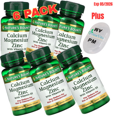 6 Pack Calcium Magnesium Zinc + Vitamin D3 600 Caplets Bone Muscle Immune Health