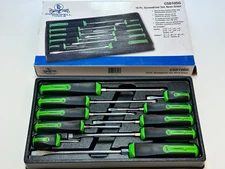NEW Cornwell Tools CSD10SG 10pc NEON GREEN Square Grip Screwdriver Set, NOS