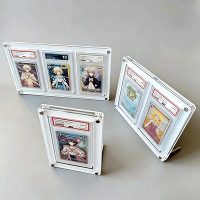 1/2/3/4/6/8/9 Slots PTCG Graded Trading Card White Acrylic UV Proof Display Case