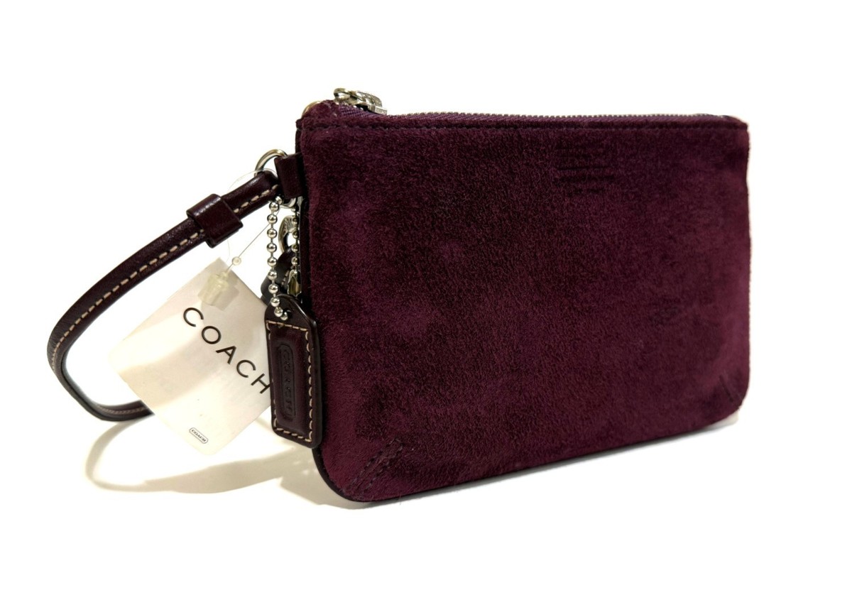 NWT COACH VINTAGE Y2K PURPLE SUEDE LEATHER ZIP SM PURSE BAG SKINNY