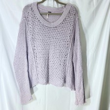 Free People Oversized Cropped Knit Sweater Purple Women  s Size M Slouchy Soft