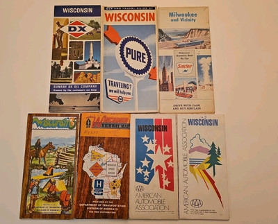 #ad #ad Lot of 7 Vintage WISCONSIN Gas Station Road Promotional Advertise Maps $5.00