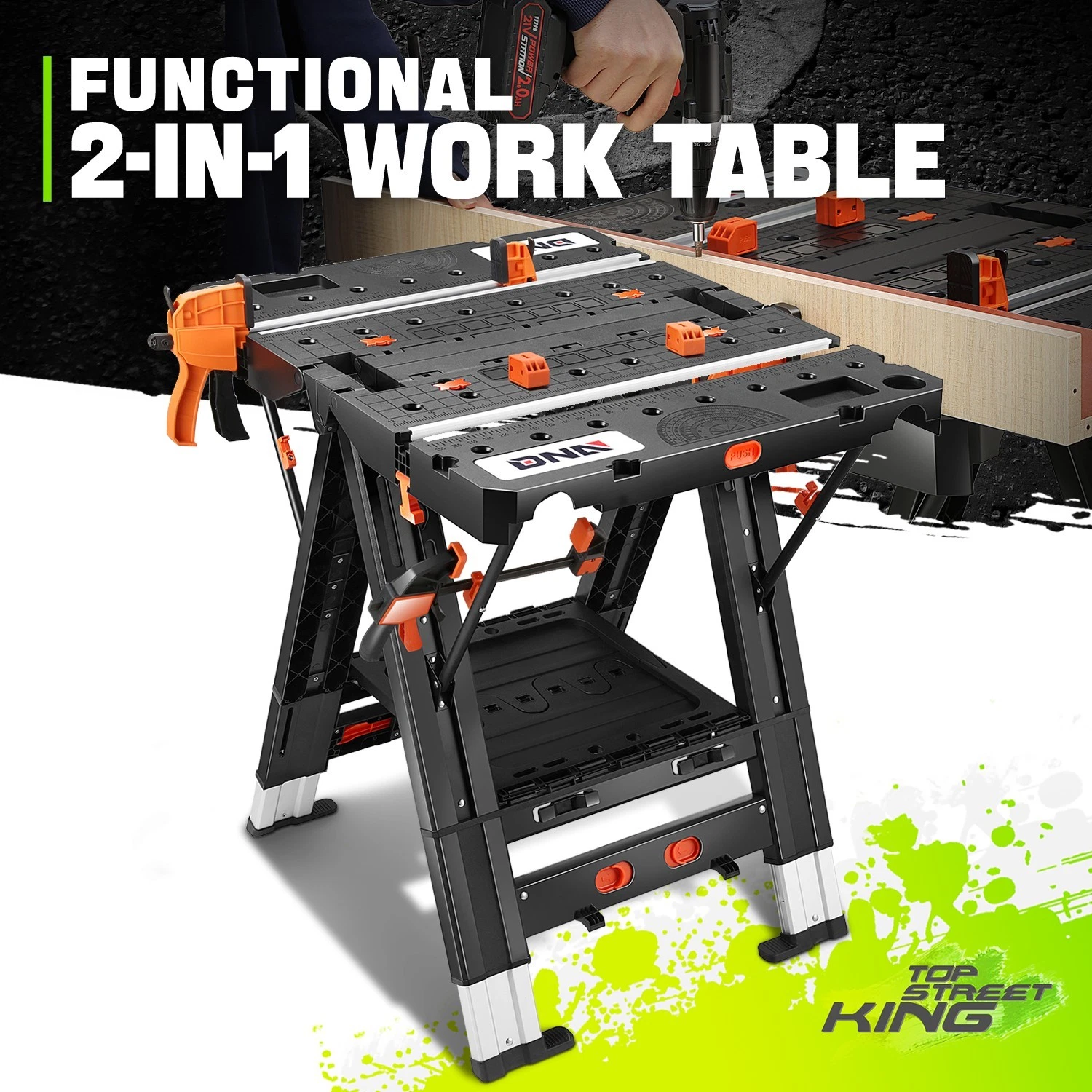 25 X 31.1 X 31.8 Multifunctional Folding Work Table 2-in-1 Workbench Sawhorse