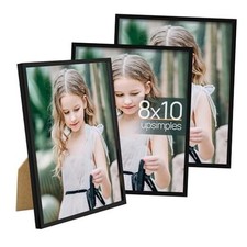 Picture Frame Set of 3, Made of High Definition Glass for 8 x 10, 8x10 Black