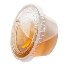 TashiBox 2 oz 100 Sets Disposable Plastic Cups with Lids, 2oz-100Sets, clear
