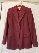 Pendleton Women s Size 12 Tall Burgundy 100 Virgin Wool Blazer Jacket