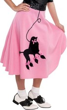 Poodle Skirt Pink 50's Sock Hop Fancy Dress Up Halloween Adult Costume Accessory