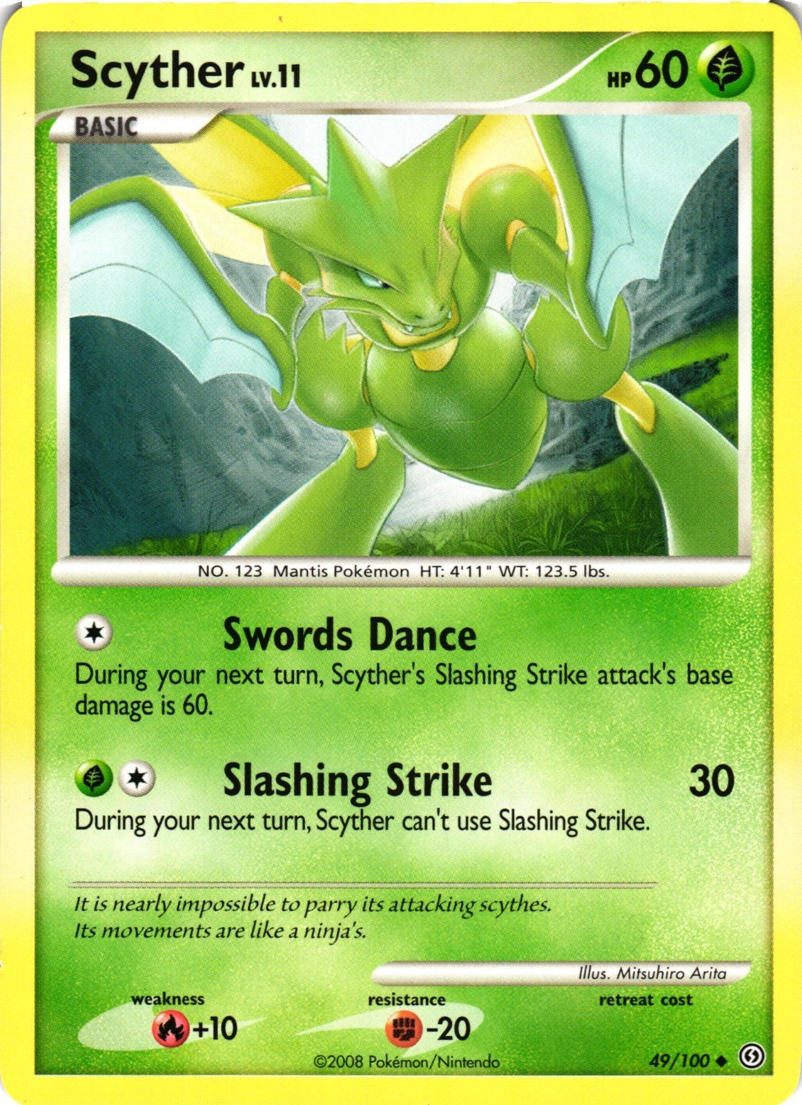 Pokemon TCG Scyther 49/100 Uncommon Stormfront VLP