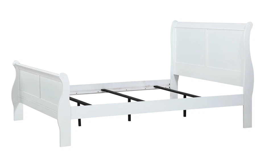 Cama trineo Queen: madera maciza Louis Philippe blanca Foto 2 de 4