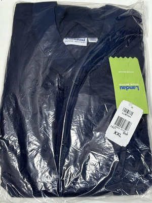 #ad Landau Navy Blue Men#x27;s Snap Front Warm Up Scrub Jacket 7551 Size XXL $27.99