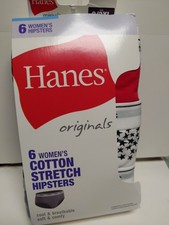 6-Pack HANES Originals Women  s Hipster Cotton Stretch Breathable Size 9/2XL