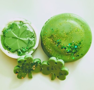 #4-StPatrick's Soap Set.Shiny#2 Mini Shamrock,4oz round With  ,XL Hand/BathBar