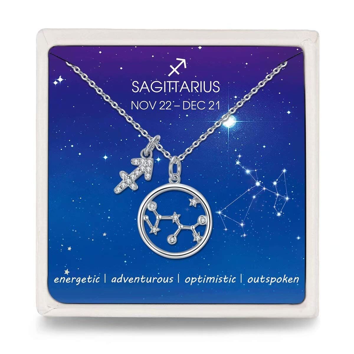 Presentski Zodiac Necklace Sterling Silver 12 Constellation Presentski Zodiac Necklace Sterling Silver 12 Constellation