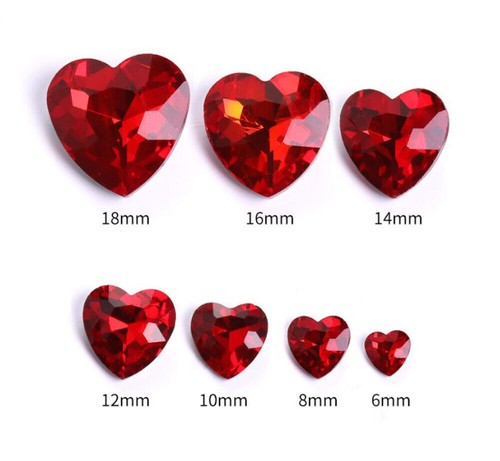 60/100 Stck. Gemischte Farben Spitze Rückseite Kristall Strass Herz Ausgefallene Glassteine - Bild 3 von 6