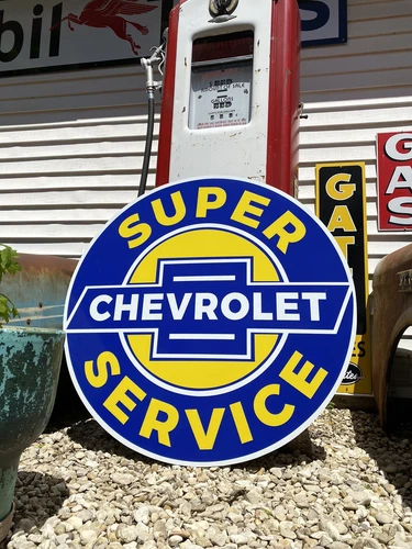 Antique Vintage Old Style Chevy Super Service 41” Sign!