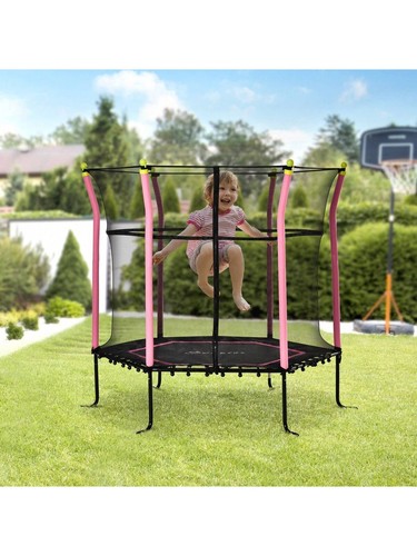 Trampoline For Kids With Net For Indoor/Outdoor Use, Pink