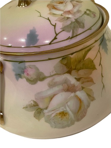 Antique Bavaria Prince Regent Germany LDBCo Hand Painted Covered Serving Bowl - Picture 8 of 12