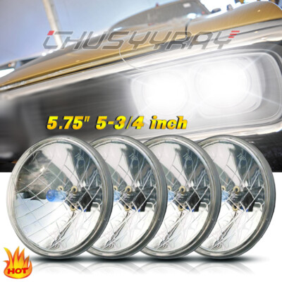 White 4PCS 5.75'' Halogen Round Headlights Hi-Lo Lamp for Dodge Charger 1966-1974