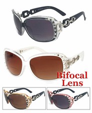 1 or 2 Pairs Rhinestones Womens Bifocal Readers Reading Sunglasses Tinted Lens