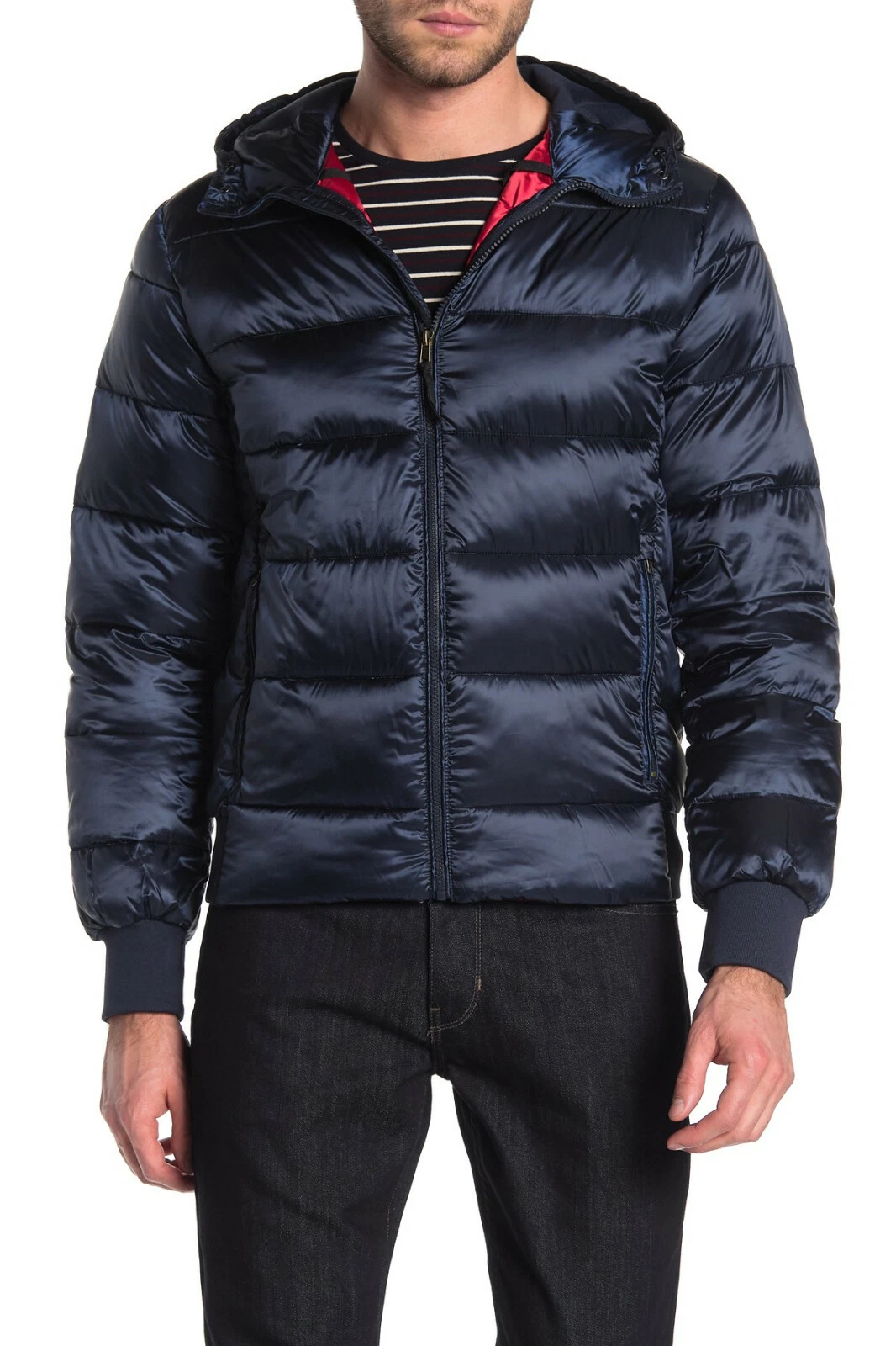 $398 Slate & Stone Hooded Down Jacket,NAVY,L