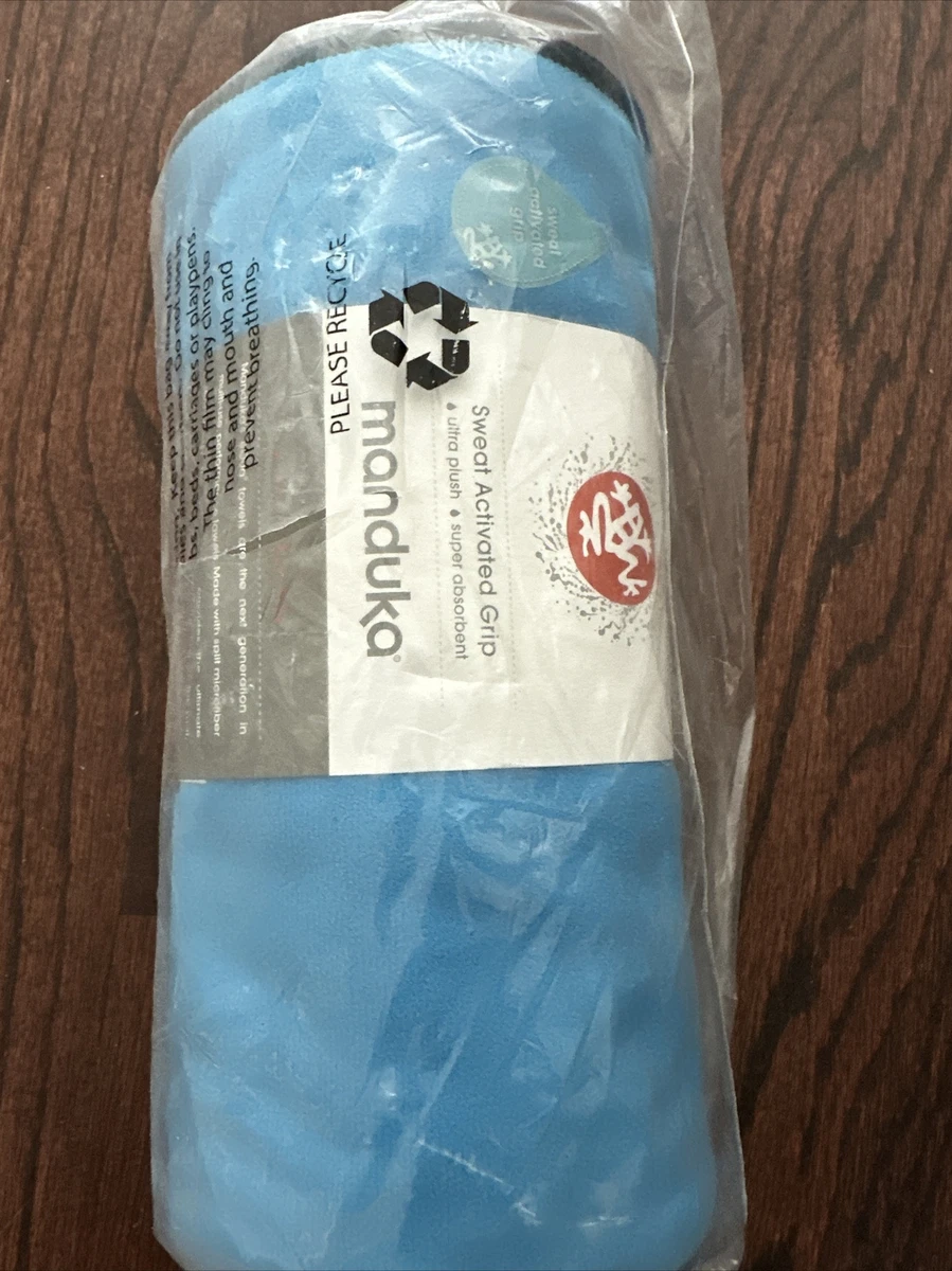 Manduka eQua Yoga Mat Towel 72x26.5 New Blue Playa Fitness Swim Activated  Grip.