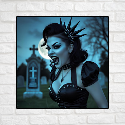 Pinup girl sticker vinyl decal vampire growling sexy seductive cleavage gothic
