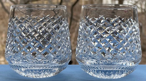 Set Of 2 Vintage Waterford Crystal Alana Old Fashioned Roly Poly Tumbler Glasses