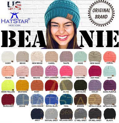 #ad Hot item CC C.C Beanie New Women#x27;s Knit Slouchy Thick Cap Hat Unisex Solid Color $8.99