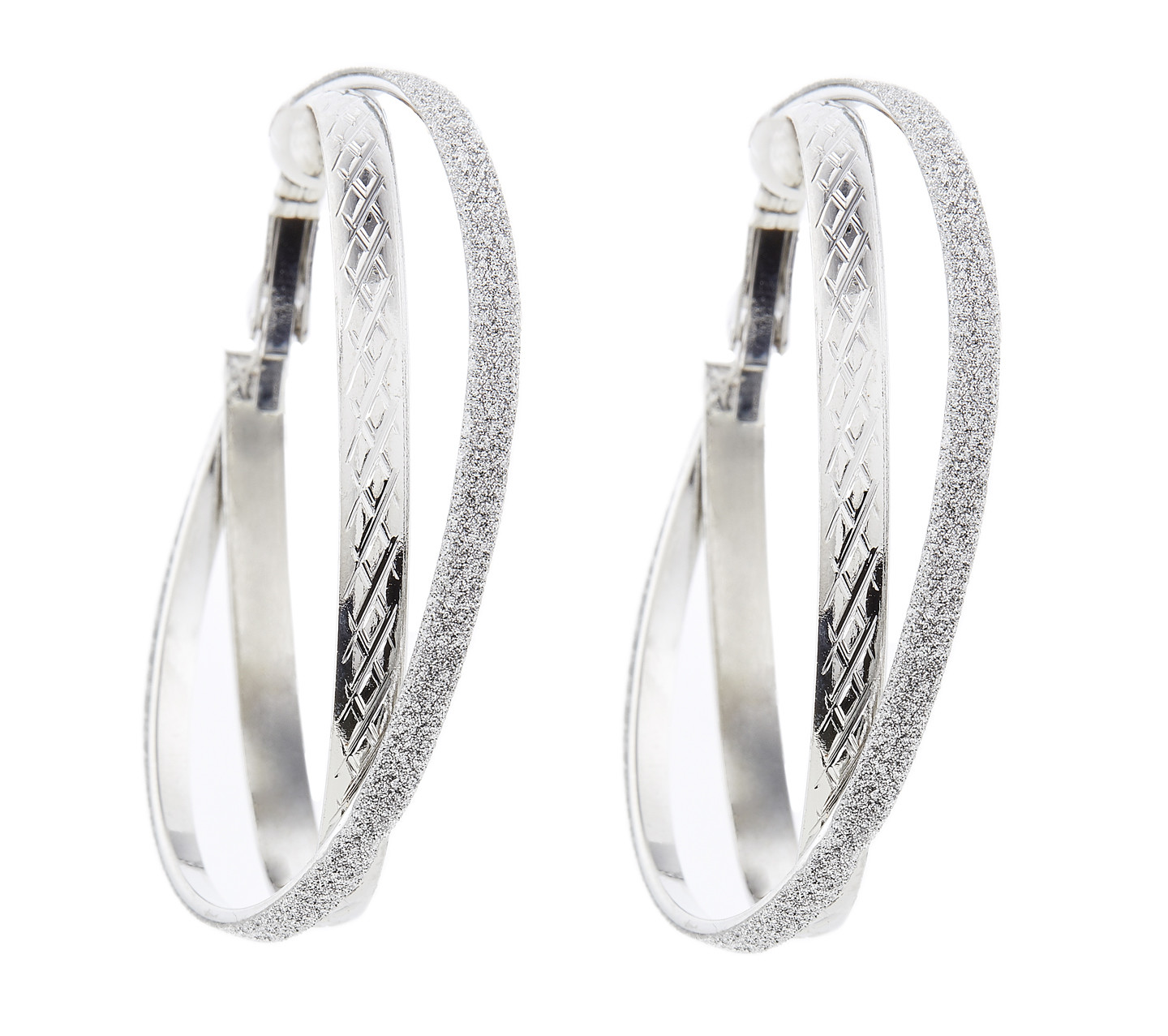 Clip On Hoop Earrings - silver plated with two hoops - Kanti S