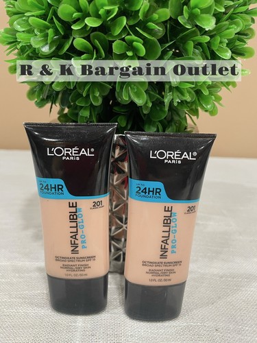 2 ~ L’Oreal Paris Infallible Pro-Glow Foundation 201 Classic Ivory 1oz Ea