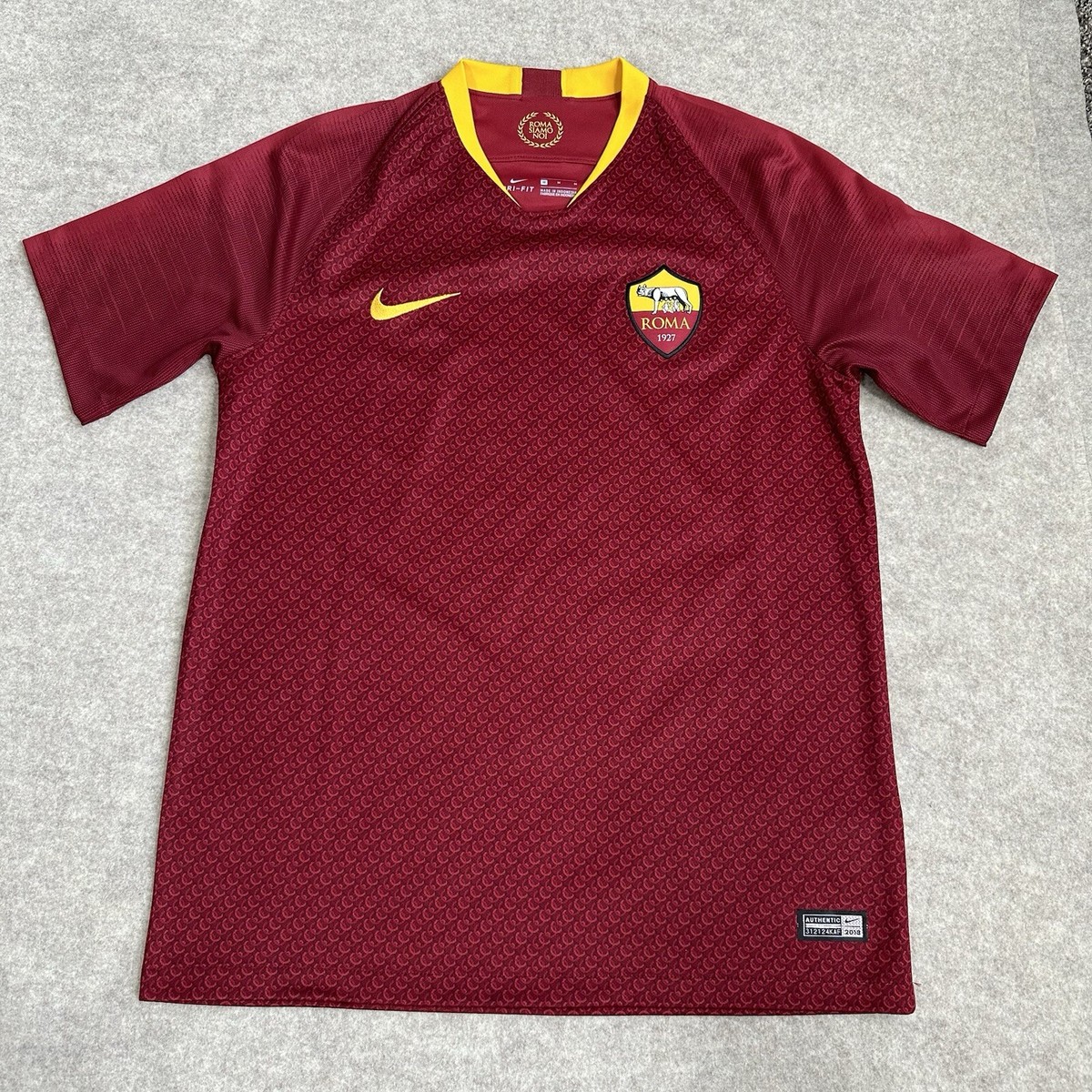 2018 Authentic Nike Soccer Jersey AS Roma Home Replica Size