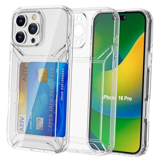 iPhone 16 Pro Clear Case with Built-in Card Holder