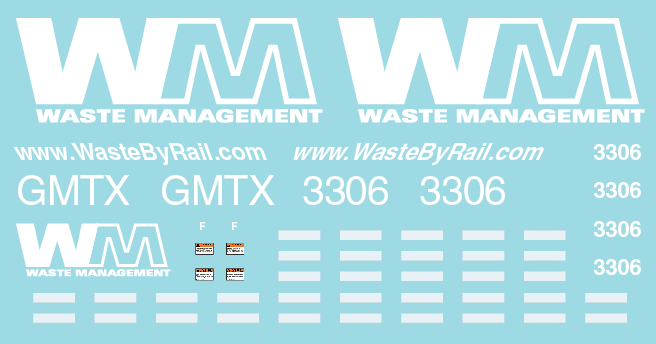 N Scale - Waste Management GMTX 3306 Locomotive Decal Set