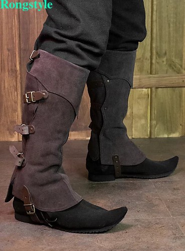 Retro Medieval Polainas Caballero Zapatos Cubierta Guerrero Pierna Armadura Botas Cubiertas - Imagen 5 de 20