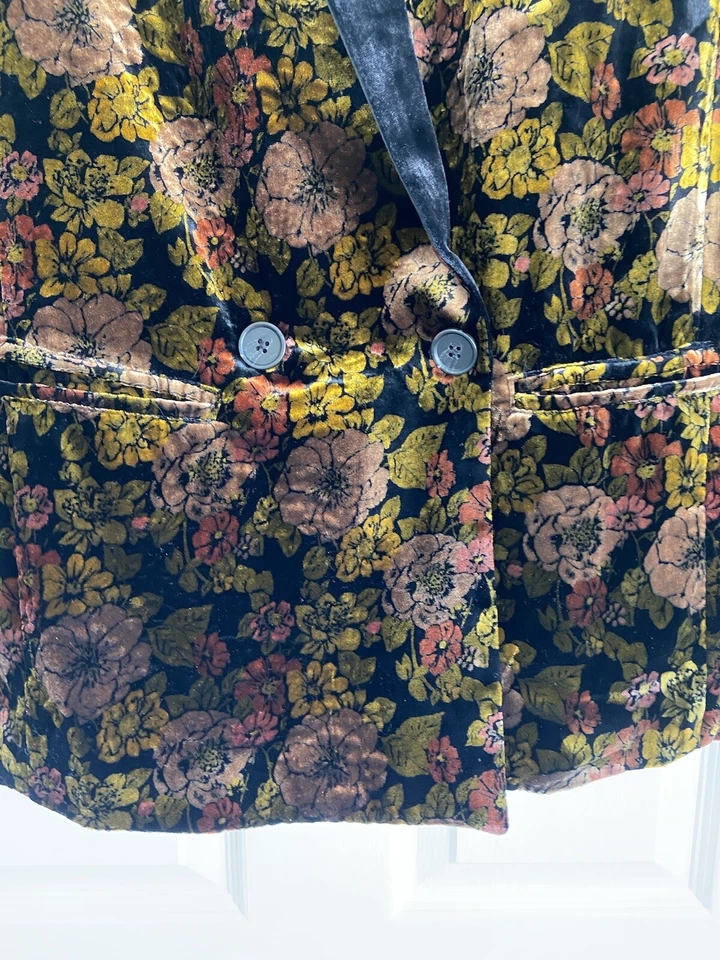 Free People Nicolette Floral Velvet Blazer Oversized Boyfriend Jacket XS NWT - Image 4 of 4