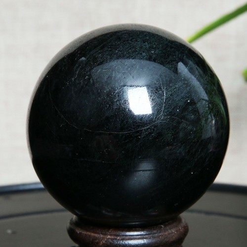 B1360-436g Natural Black Tourmaline Crystal Sphere Round Crystal Ball Healing - Picture 12 of 12