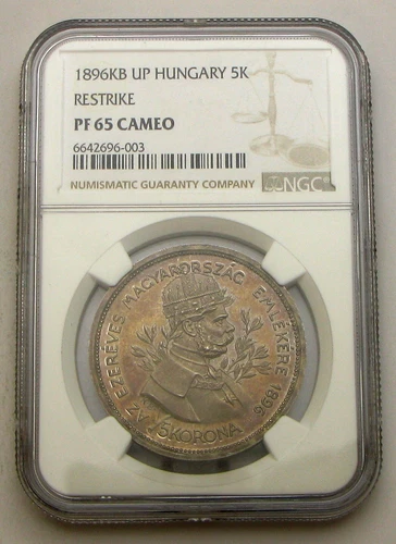 HUNGARY 5 Korona 1896 Proof - Silver 0.9 - Millennium Commemorative - NGC *