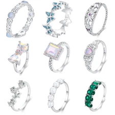 Fashion S925 Sterling Silver Classic Simple CZ Rings Women Gifts Jewelry Voroco