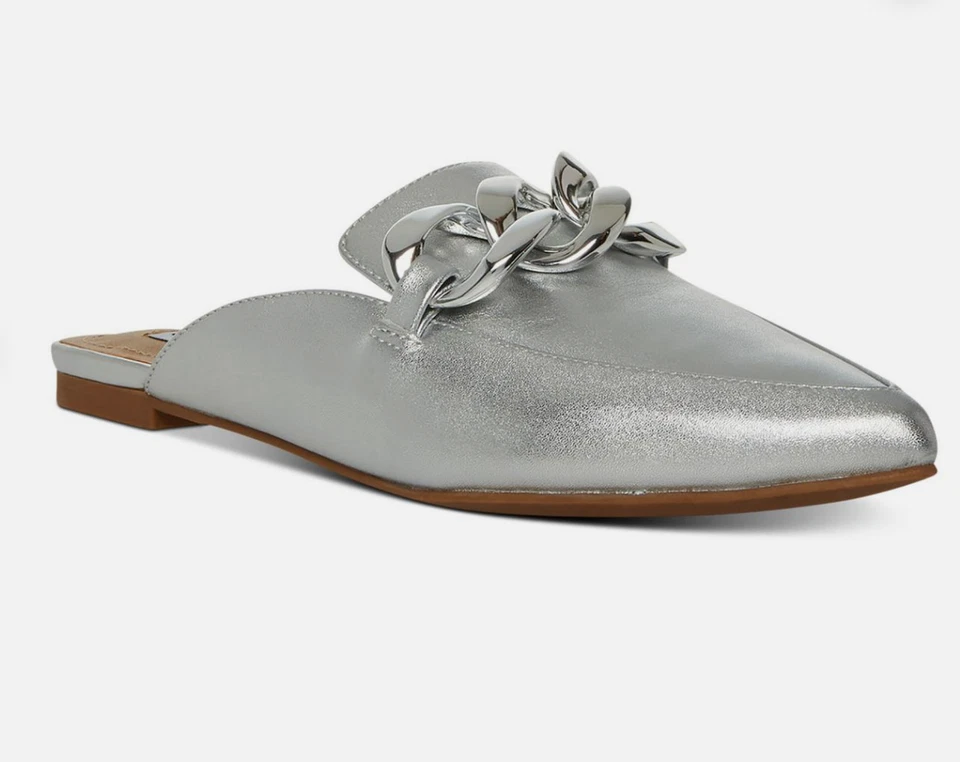 Steve Madden Women's Fleur Tailored Chain Mule Loafer Flats 8 M